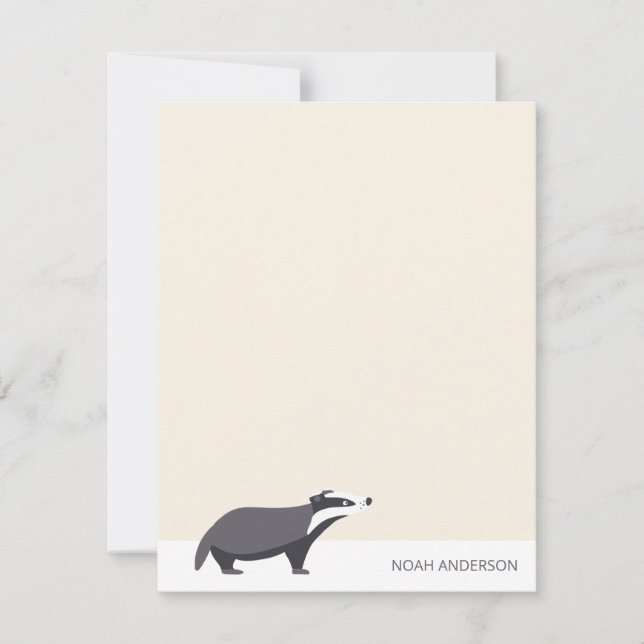 Papper för Badger Woodland animal children station Anteckningskort (Framsida)