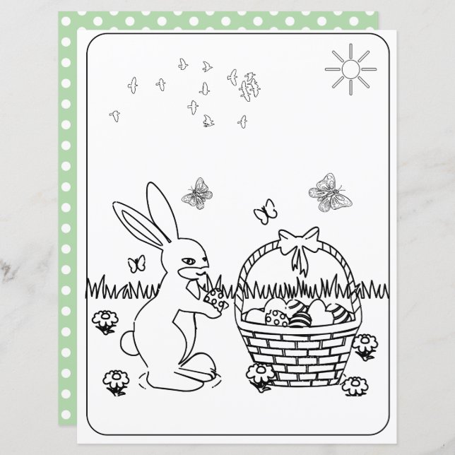 Papper För barn för påskhare och äggfärgning (Fram/baksida)