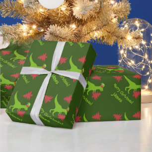 Papper för barn för roligt av dinosaur från jul presentpapper