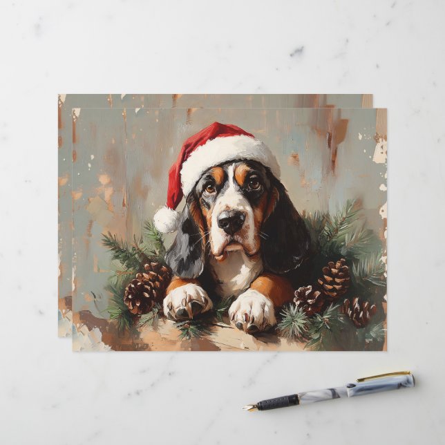 Papper för Basset Hound Hat Painting Scrapbook (Fram/Back In Situ)