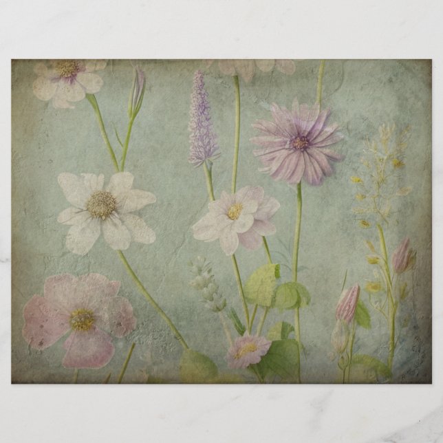 Papper för bestruket blått Blommigt (Framsida)