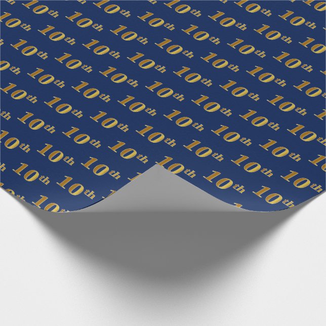 Papper för blå, Faux Guld 10:e (tionde) händelseta Presentpapper (Hörn)
