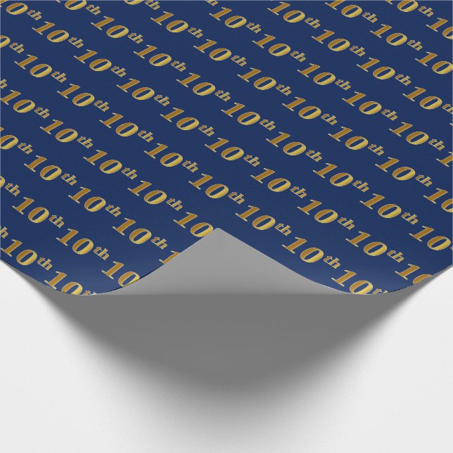 Papper för blå, Faux Guld 10:e (tionde) händelseta Presentpapper (Hörn)
