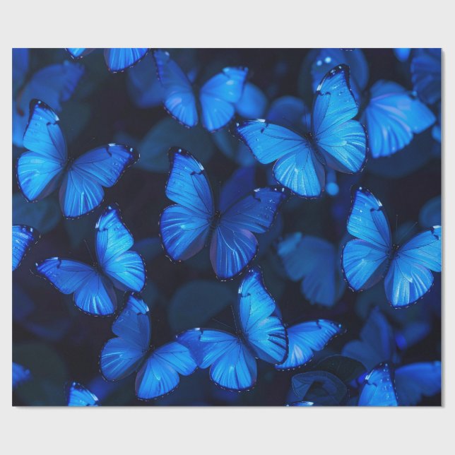 Papper för blå fjäril Magic Wrapping Presentpapper (Platt)