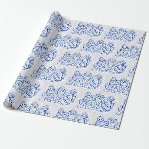 Papper för blå och vit apa presentpapper
