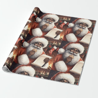 Papper för Black Santa Wrapping Presentpapper