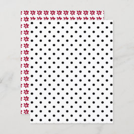 Papper för Black White Polka Dot Red Flowers