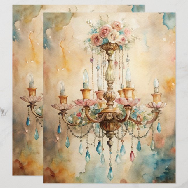 Papper för Blåskrapbok Shabby chic (Fram/baksida)