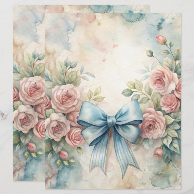 Papper för Blåskrapbok Shabby chic (Fram/baksida)