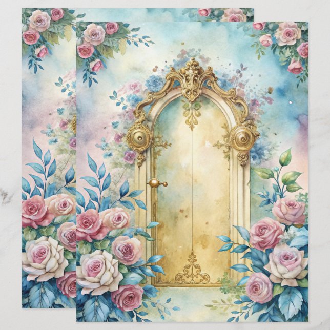 Papper för Blåskrapbok Shabby chic (Fram/baksida)