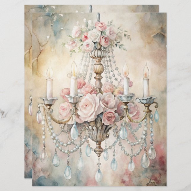 Papper för Blåskrapbok Shabby chic (Fram/baksida)