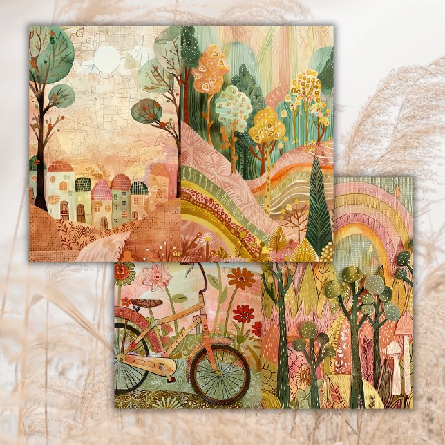 Papper för Boho Hippie Skogen Bike Junk Journal (Skapare uppladdad)