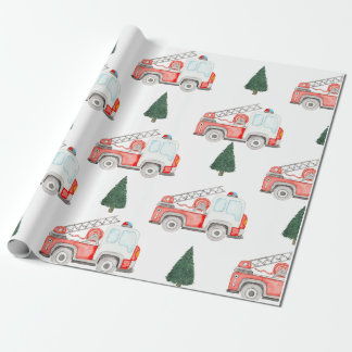 Papper för brandbil och Julgran Wrapping Presentpapper