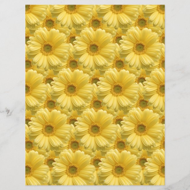 Papper för Bright Gult Daisys Sunny Blommigt Art C (Framsida)