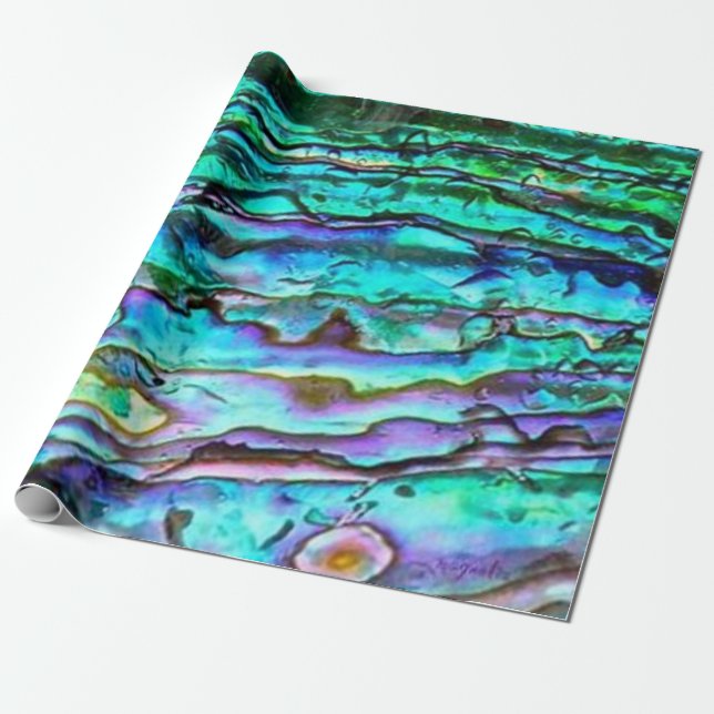 Papper för Bright Paua Snäcka Abalone Wrapping  Presentpapper (Utrullad)