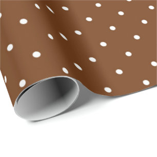 Papper för bruna och vita polka-punktsvällning presentpapper