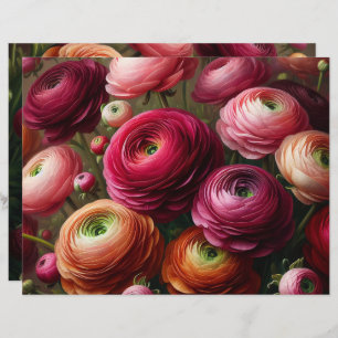 Papper för Burgundy Ranunculus Decoupage-avdragbok