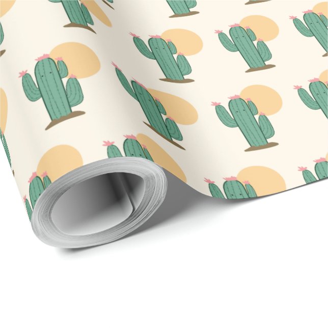 Papper för Cactus Thmet Gift Wrappingi Presentpapper (Rullad Hörn)