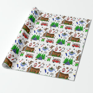 Papper för Camping or Midwest Théred Birthday Wrap Presentpapper