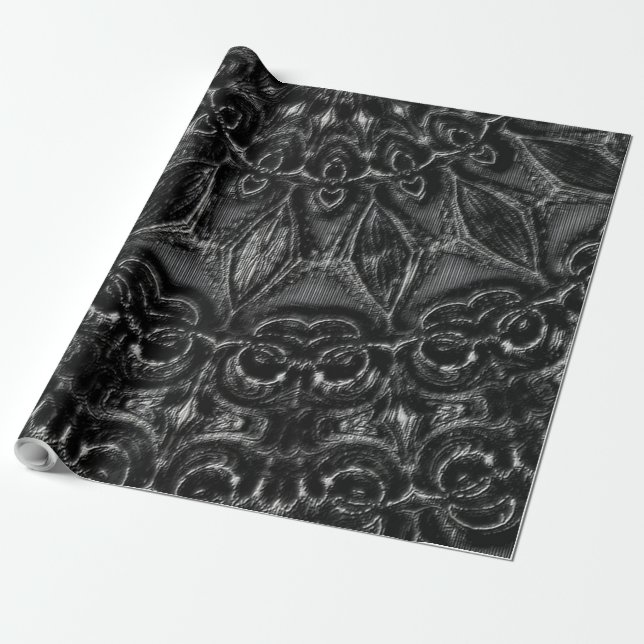 Papper för Charcol Mandala Wrapping Presentpapper (Utrullad)