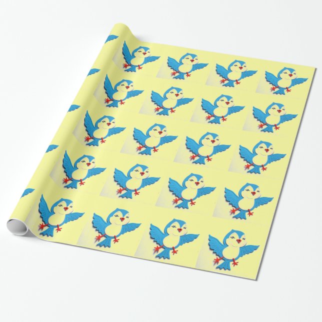 Papper för Cheery Bird Gift Wrapping Presentpapper (Utrullad)