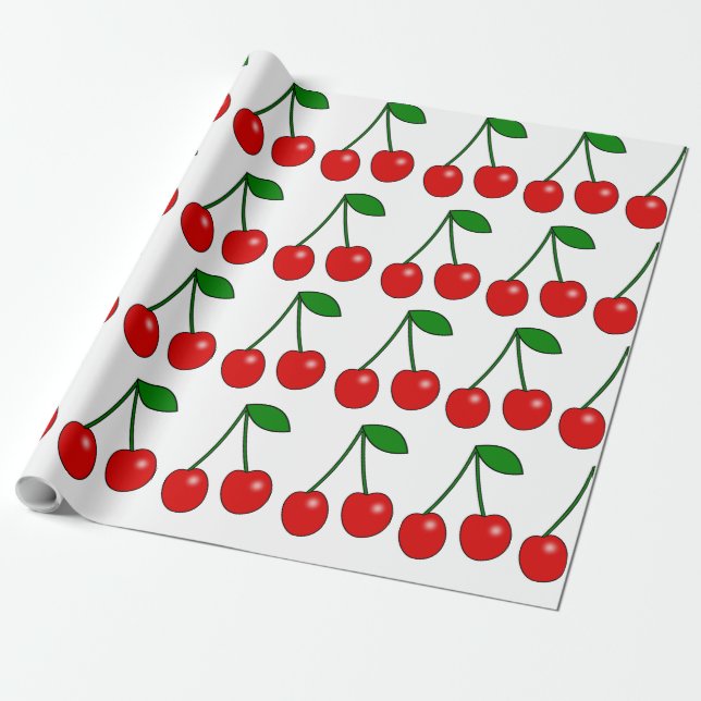 Papper för Cherry Mönster Wrapping Presentpapper (Utrullad)