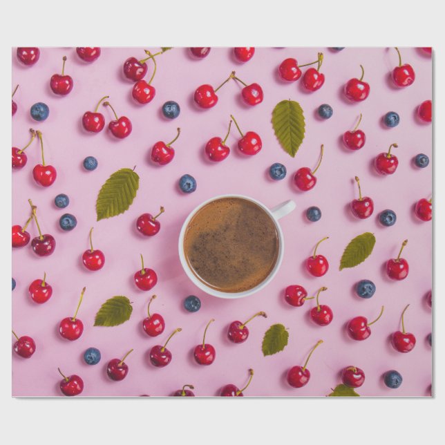 Papper för Cherry mönster Wrapping Presentpapper (Platt)