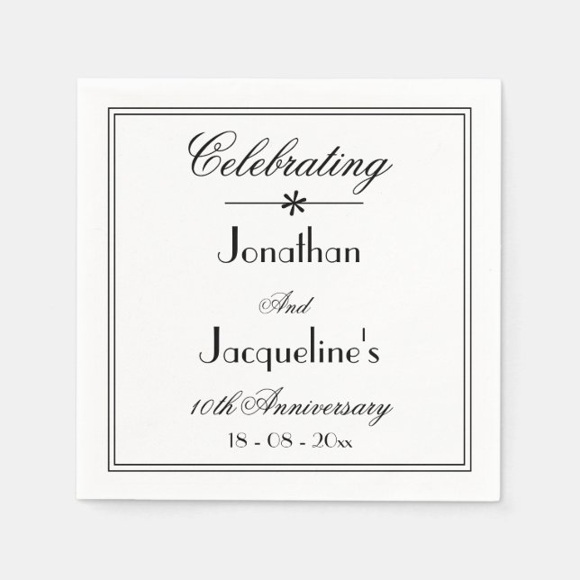 Papper för Chic Vita Bröllop-årsdagen Pappersservett (Framsidan)