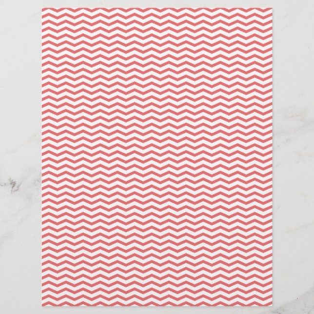 Papper för Coral Chevron/Zig Zag-skrapbok (Framsida)