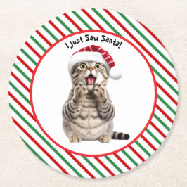 Papper för Cute Kattunge-finare julklapp Underlägg Rund