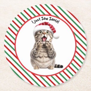 Papper för Cute Kattunge-finare julklapp Underlägg Rund