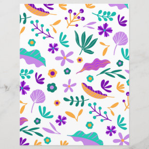 Papper för Cute Modern Flowers och Löv Scrapbook