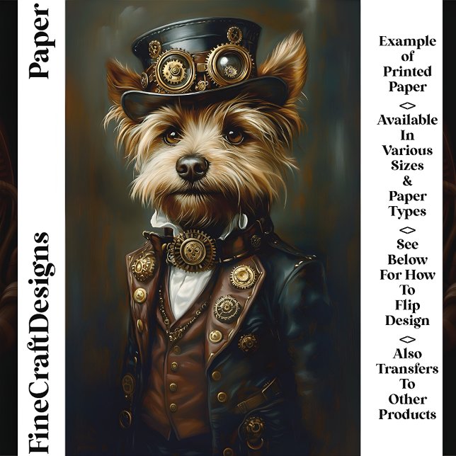 Papper för Cute Steampunk Yorkie Porträtt CJ1-skra (Skapare uppladdad)