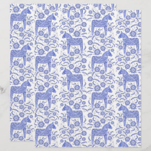 Papper för Dala Horse Blue Folk Art Scrapbook