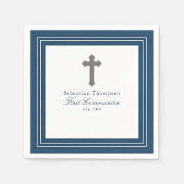 Papper för den första kommunfullmäktige i marinblå pappersservett