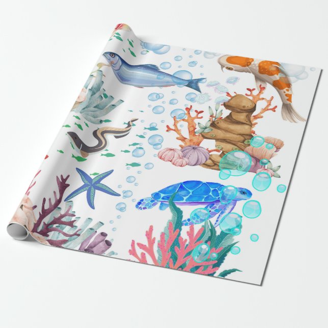 Papper för djuphavsfiske presentpapper (Utrullad)