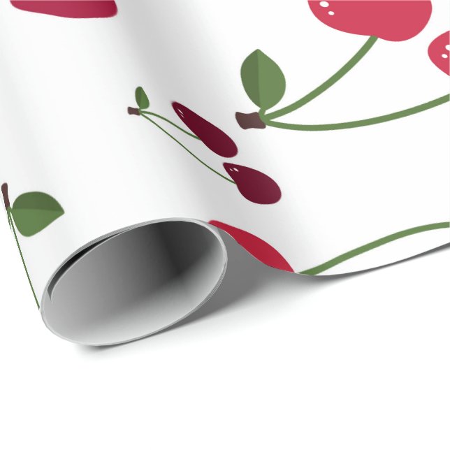 Papper för förpackning av körsbär i mönster presentpapper (Rullad Hörn)