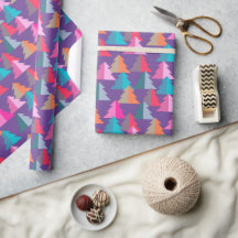 Papper för Geometric Julgran Lila Wrapping