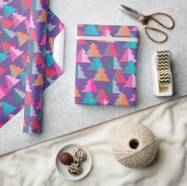 Papper för Geometric Julgran Lila Wrapping Presentpapper