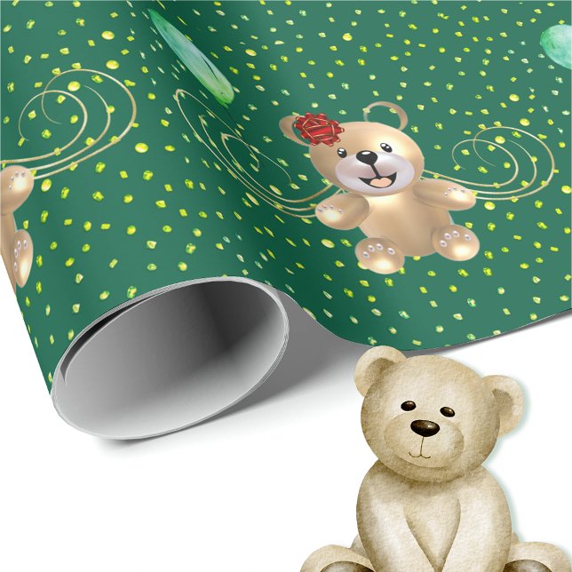 Papper för golden Birthday Bear Wrapping Presentpapper (Skapare uppladdad)