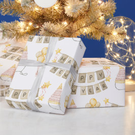 Papper för gott nytt år White Wrapping Presentpapper