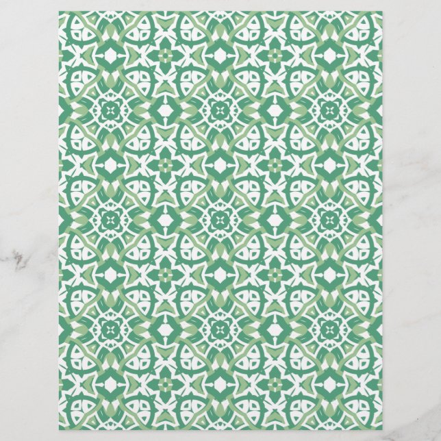 Papper för grönt och vitt Blommönster (Framsida)