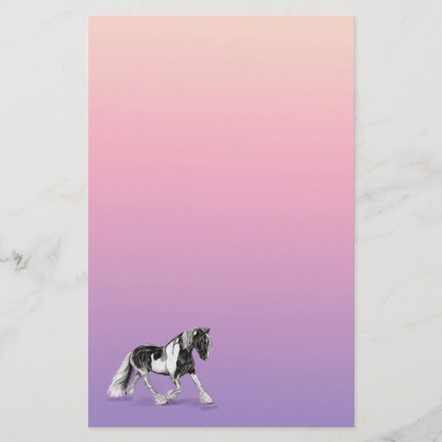 Papper för Gypsy Vanner Paint Horse Stationery (Framsida)