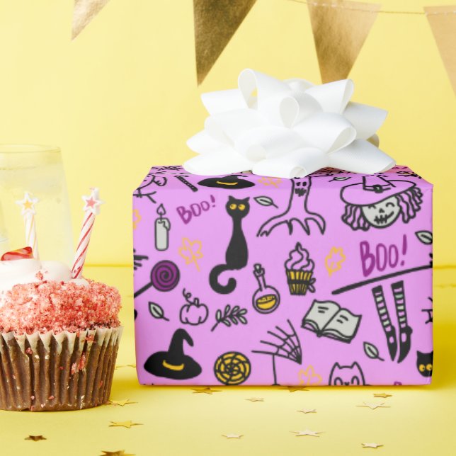 Papper för Halloween. Presentpapper (Födelsedagsfest)