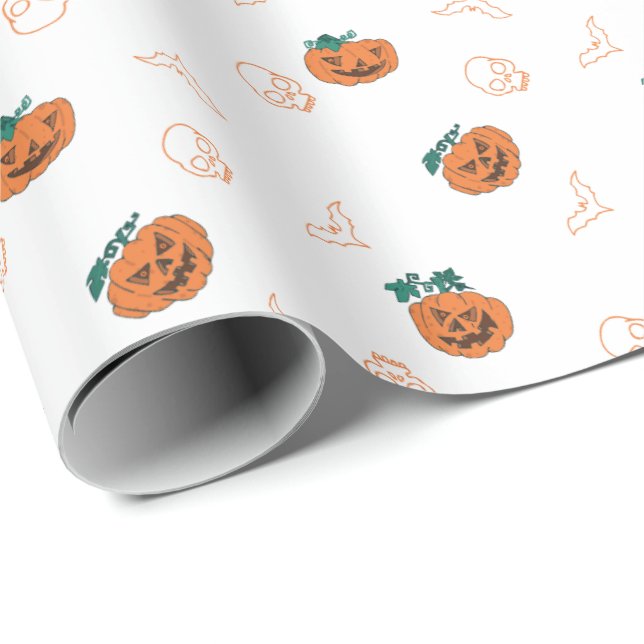 Papper för halloween - Pumpkins, Döskallar. Presentpapper (Rullad Hörn)