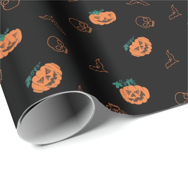 Papper för halloween - Pumpkins, Döskallar. Presentpapper (Rullad Hörn)