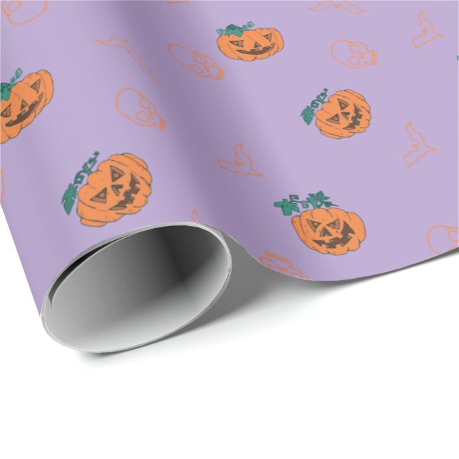Papper för halloween - Pumpkins, Döskallar. Presentpapper (Rullad Hörn)