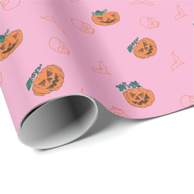 Papper för halloween - Pumpkins, Döskallar. Presentpapper (Rullad Hörn)
