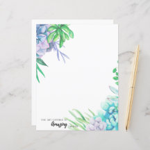 Papper för handmålad vattenfärg Succulent Statione