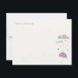 Papper för hearter och regndroppar - plommon anteckningskort<br><div class="desc">En barnkontorsdesign med en liten regnig daglig illustration.</div>